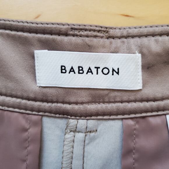 Aritzia Babaton Command Pant Vegan Leather Pants Mid-Rise Gold Camel Tan Size 8 - Picture 7 of 10